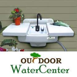 Outdoor Sink & Workstation, $77.95, Bring the kitchen sink to your garden! Our convenient outdoor wall sink is perfect for cleaning garden tools, washing freshly picked vegetables, or repotting plants. Fold the faucet down and slide the shelves together for a big 25 1/2