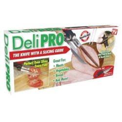 Deli Pro Knife and Fork Set, Deli Pro Knife slices perfect every time! Deli Pro is the amazing knife with a cutting guide that adjusts to any thickness. 